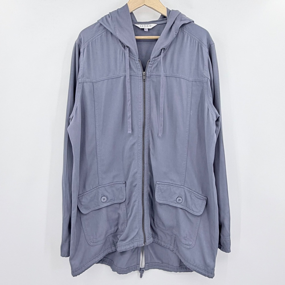 Vince Lavender Hooded Zip-Front Jacket